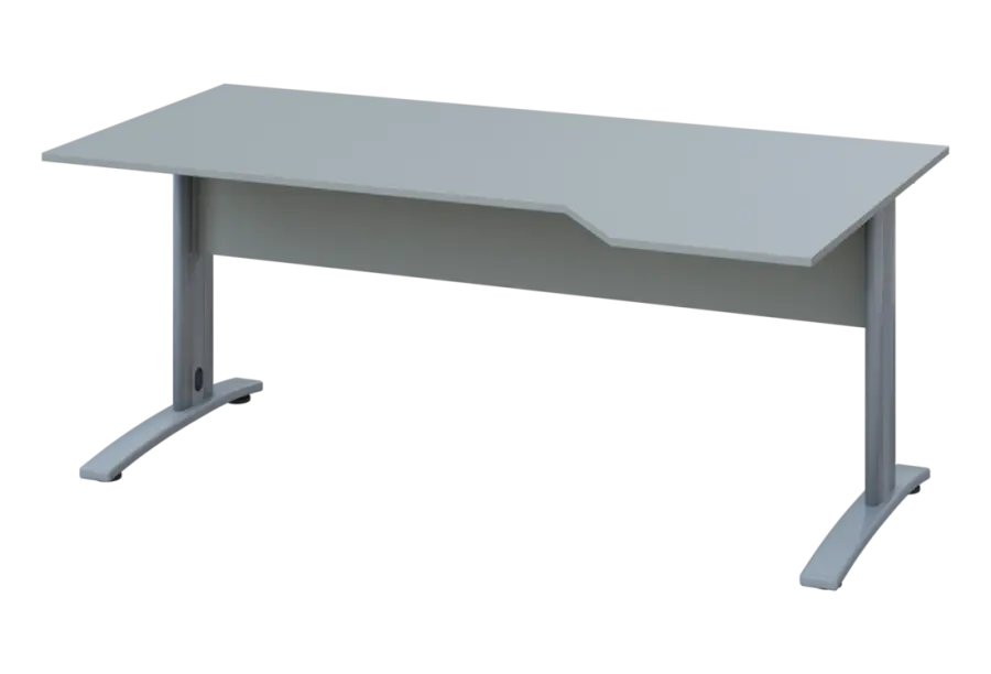 EZK 28 - 184 stůl kancelářský, rohový, pravý, kovová podnož stříbrná, deska 25 mm, široký 1800 mm, šedá